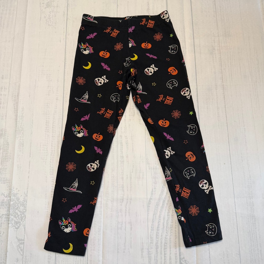 Way to Celebrate Girls Halloween Leggings Black Trick or Treat Size M 7-8
